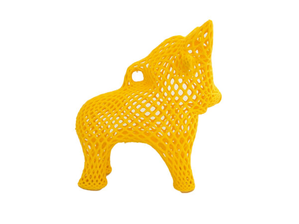 Toro de Pucará voronoi fabriqué en PLA couleur jaune